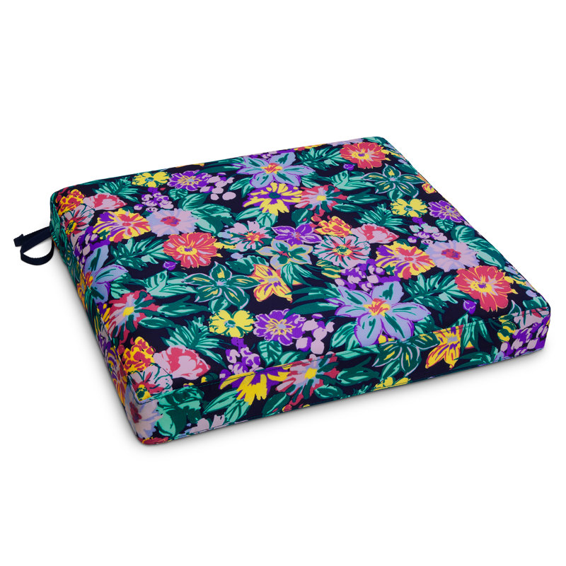 Vera Bradley Outdoor 3'' Dining Chair Seat Cushion, 3" H x 17" W x 17" D, Happy Blooms