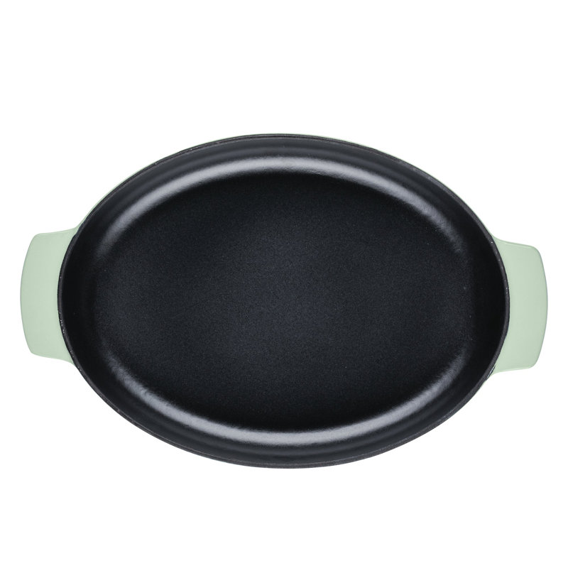 Pistachio Enameled Cast Iron Oval Au Gratin Pan, 2.5 Quart
