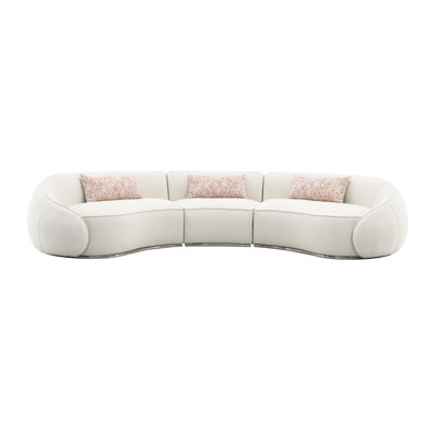 Canapé modulaire beige avec tissu Boucle - élégant, 36,19 po Profondeur, cadre confortable en acier inoxydable,