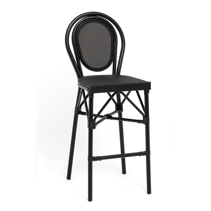 Tabouret de bar Abode en filet de polypropylène noir avec structure noire - ensemble de 1, Noir