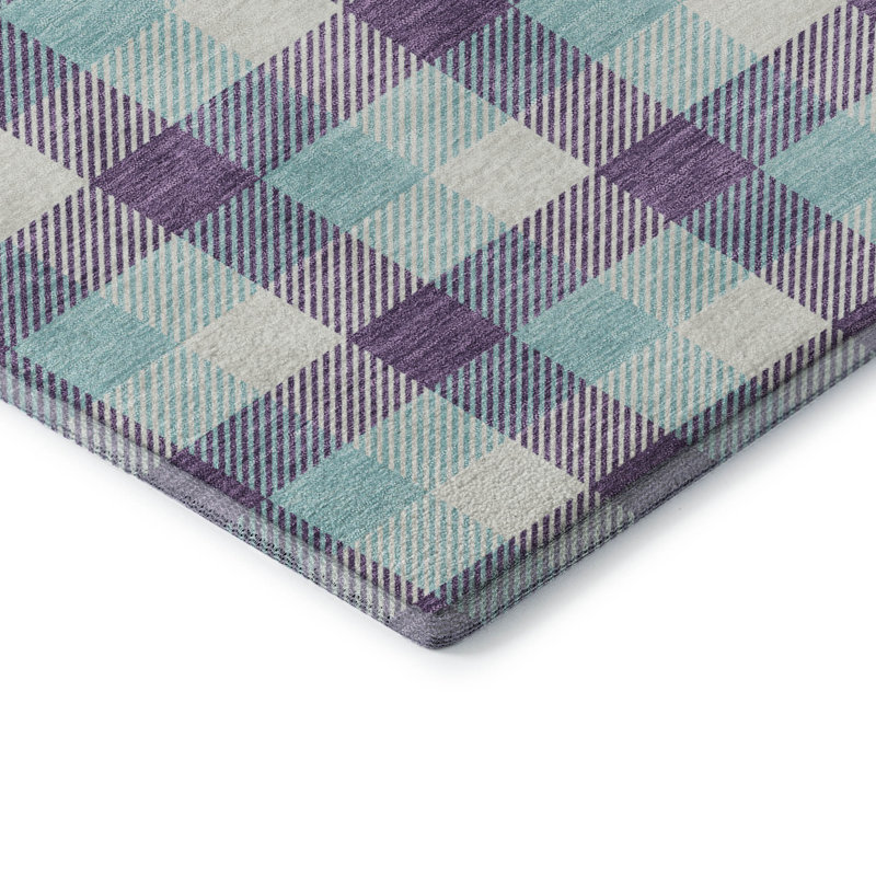 Premium Machine Washable Crumley AMF1053 Plaid Rug, Rectangle 10 pi x 14 pi
