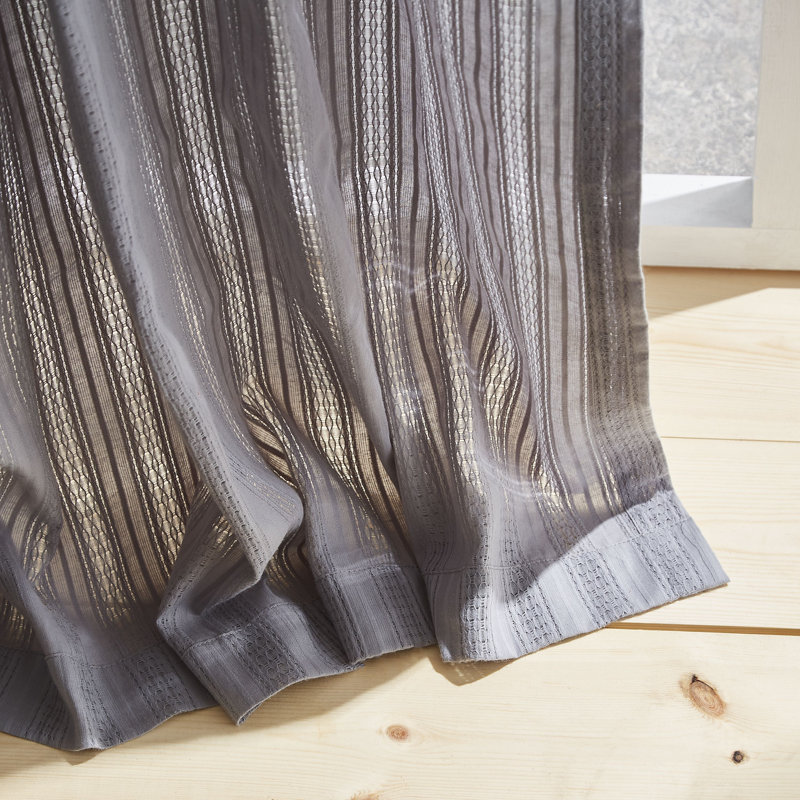 Zofia Broderie Slot Top Single Curtain Voile, Grey, 140cm Width x 122cm Drop