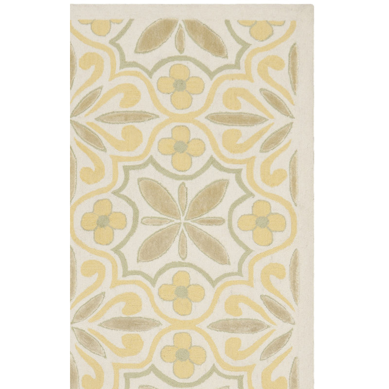 Tapis floral jaune / beige, 8' x 10'
