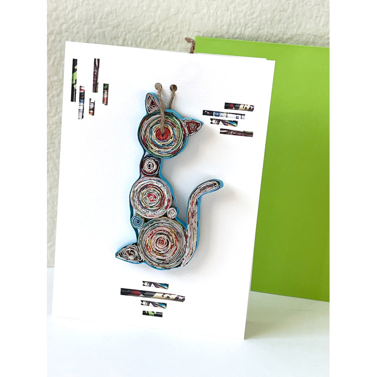 Paper quilling animal art, cat. | Greeting Card