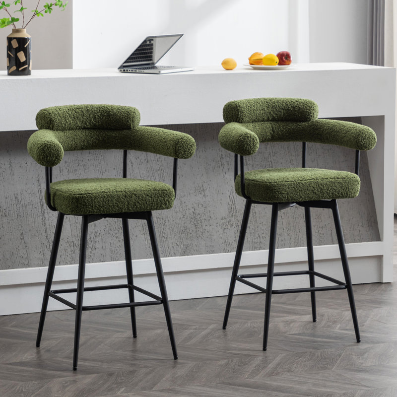 Kiylan Swivel 26.7" Counter Stool, Sherpa Green