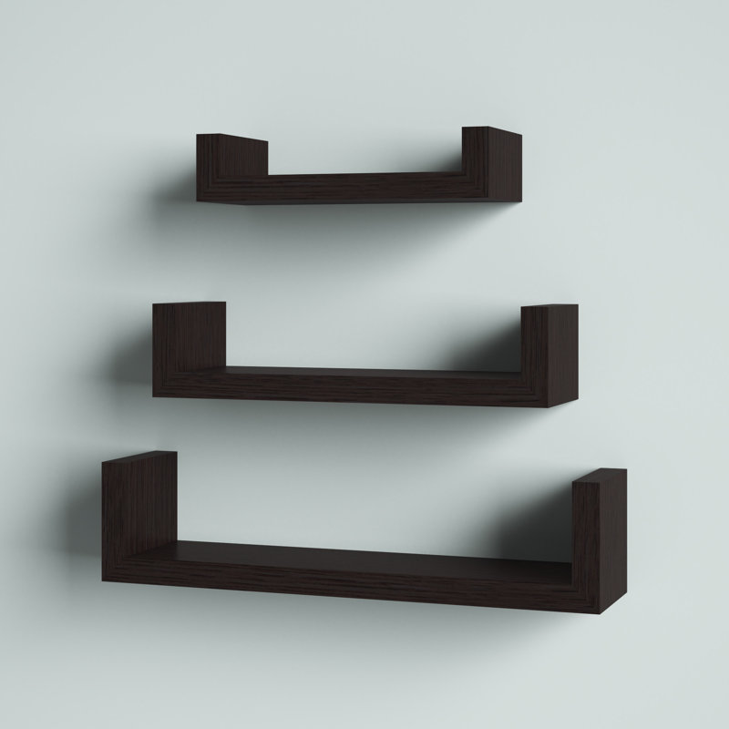 Wickes 3 Piece Floating Shelf, Dark Walnut