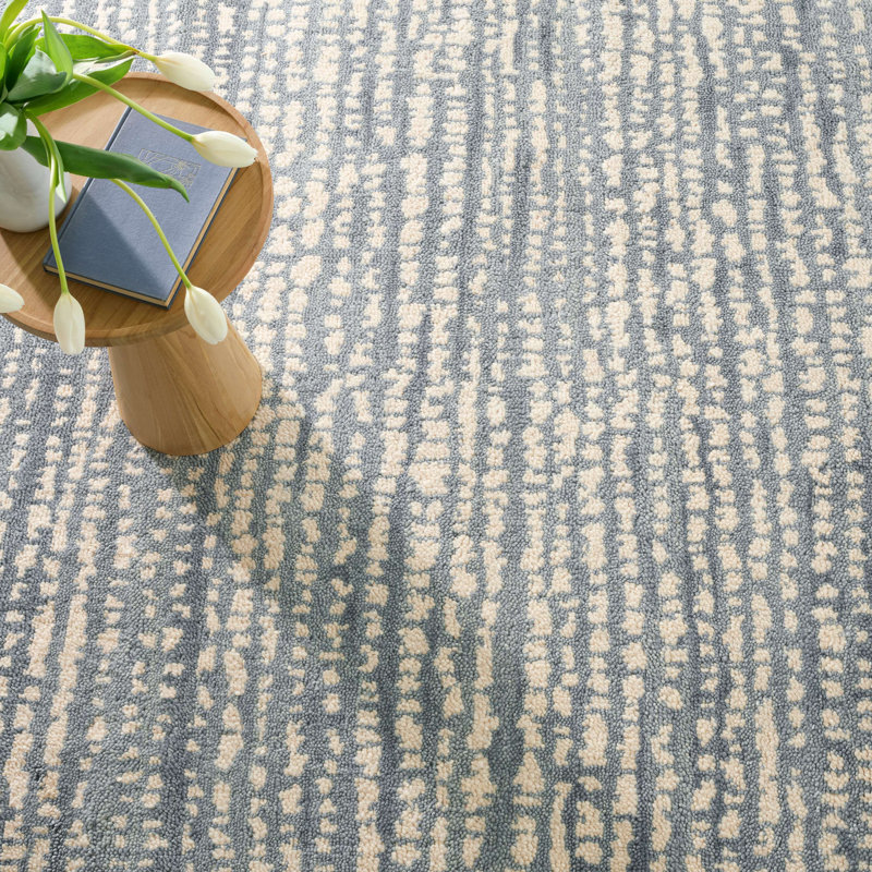 Shepherd Hand Knotted Wool Rug, Rectangle 5' x 8', Pewter Blue