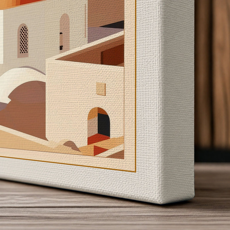 Hillside Mediterranean Retro - Wrapped Canvas, 24x16 - 61.0 x 40.6 cm, Cream Border