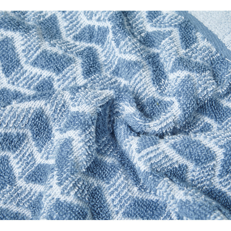 Nautica 6 Piece 100% Cotton Towel Set, Zane Blue Chevron