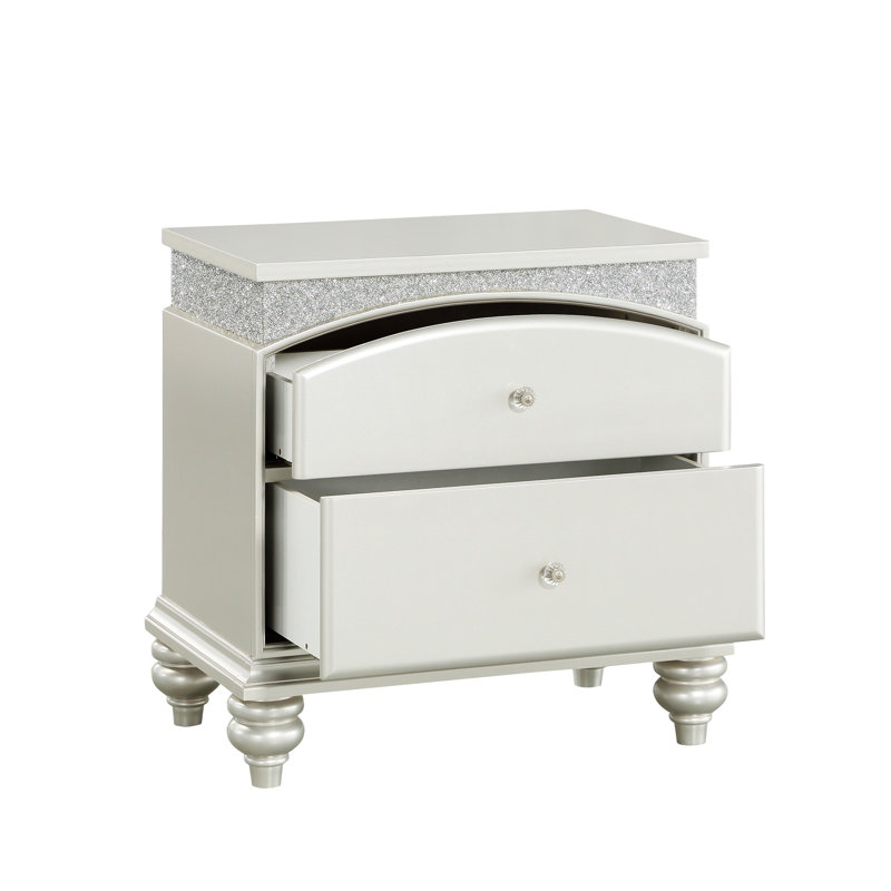 Gemma 2-Drawer Nightstand in Platinum