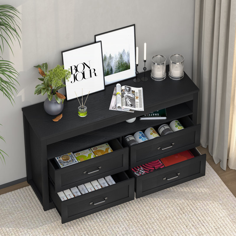 Commode 4 tiroirs Tatyona, Noir