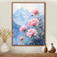 Art sur toile, pivoines par les sommets enneigés III