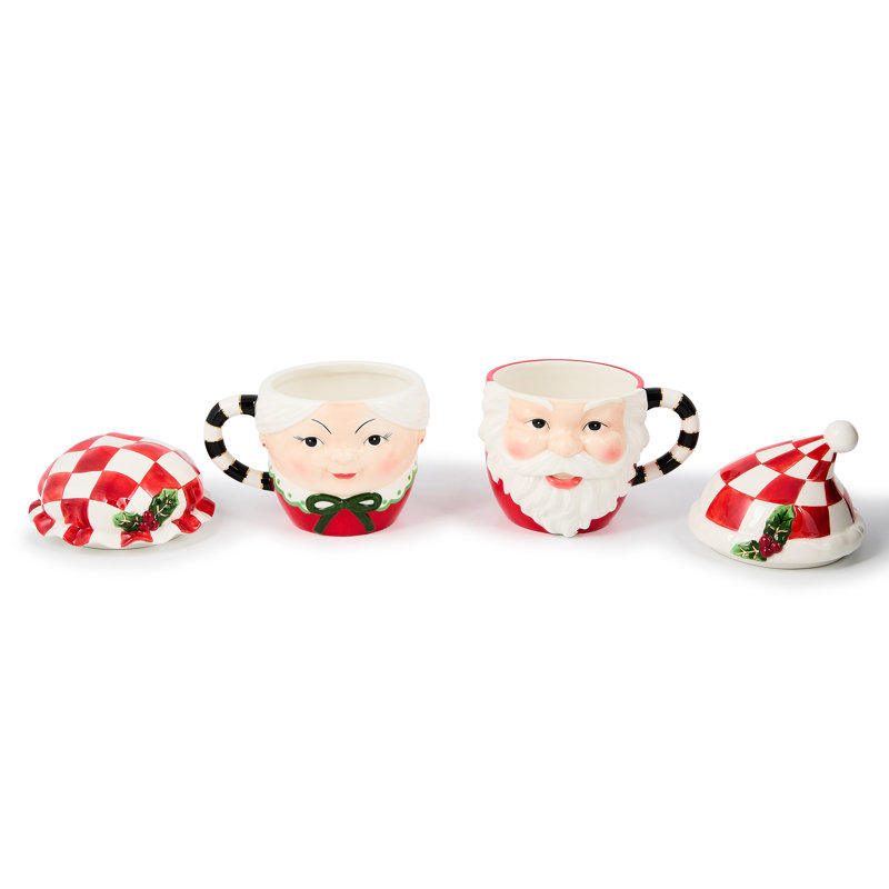 Check It Out Mr. and Mrs. Claus Mugs, Set of 2