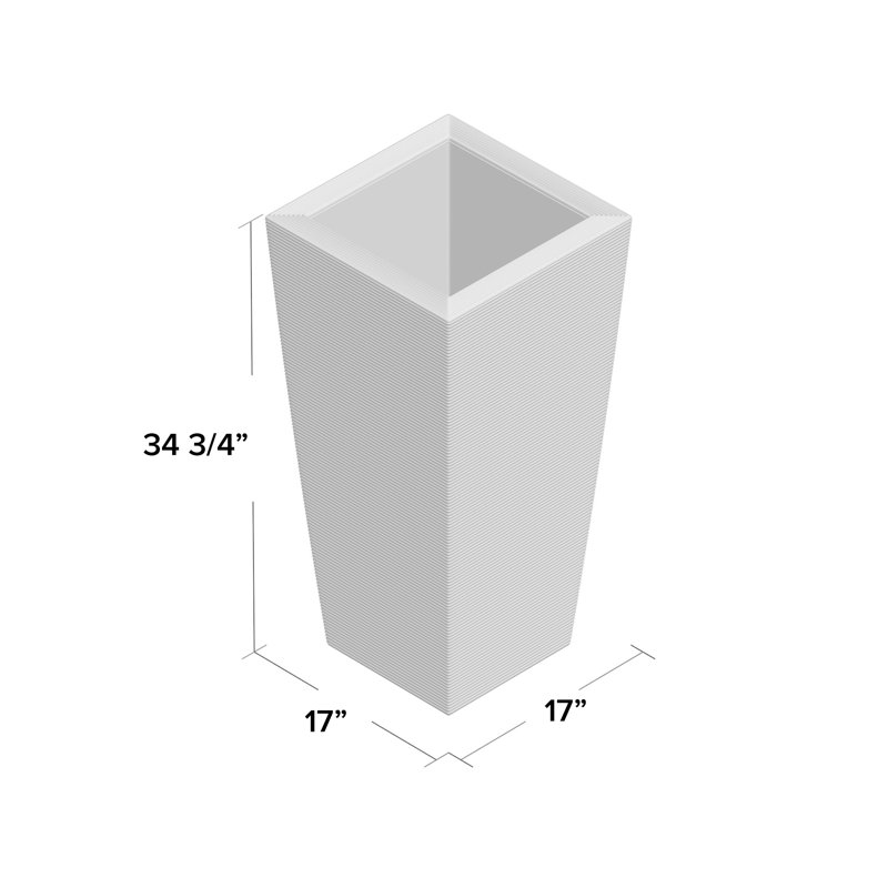 Plastic Pot Planter, Mocha, 34.7" H x 17" W x 17" D