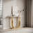 43.3-Inch Accent Table, Console,  Modern Wooden Imitation Marble Counter Top Console Table, Narrow Type, Sofa, Living Room, Bedroom