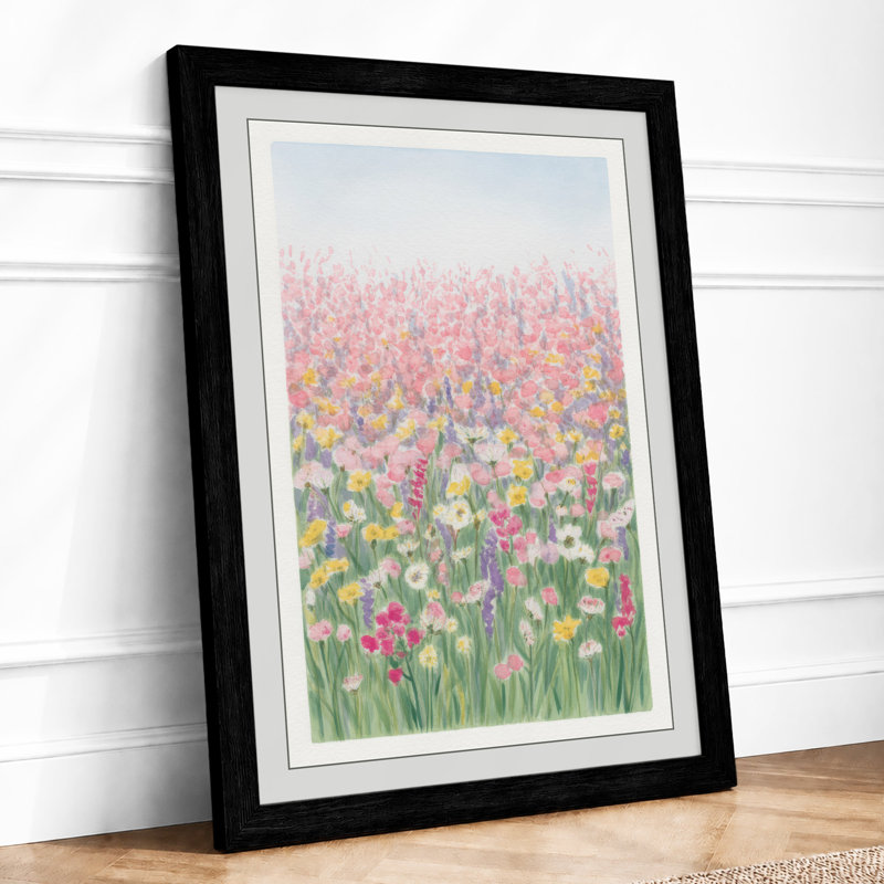 Meadow in Bloom Botanical - Framed Print, Black, A4 - 29.7 x 21.0 cm