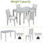 5 tables de salle à manger en bois gris argenté, table rectangulaire avec détails en cristal et 4 chaises rembourrées confortables, décoratives et apaisantes