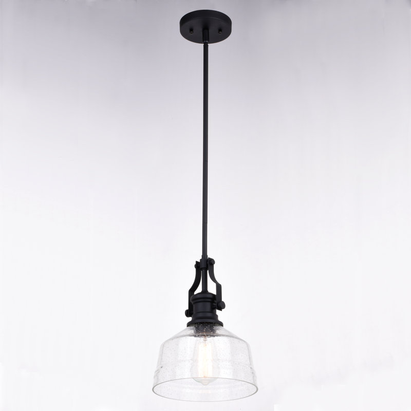 Manville 1 - Light Dome Pendant, 17" H x 9" W x 9" D, Black