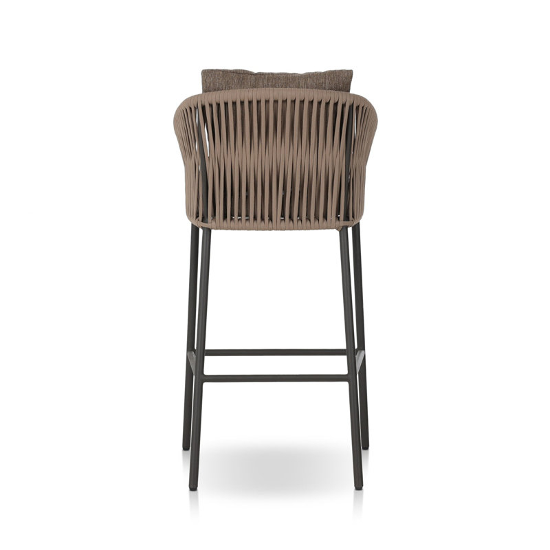 Porto Outdoor Bar Stool, Brown, Black, 31.1"