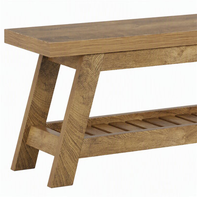55" Entryway Bench, 2-Tier Foyer Seating Bench with Shoe Storage