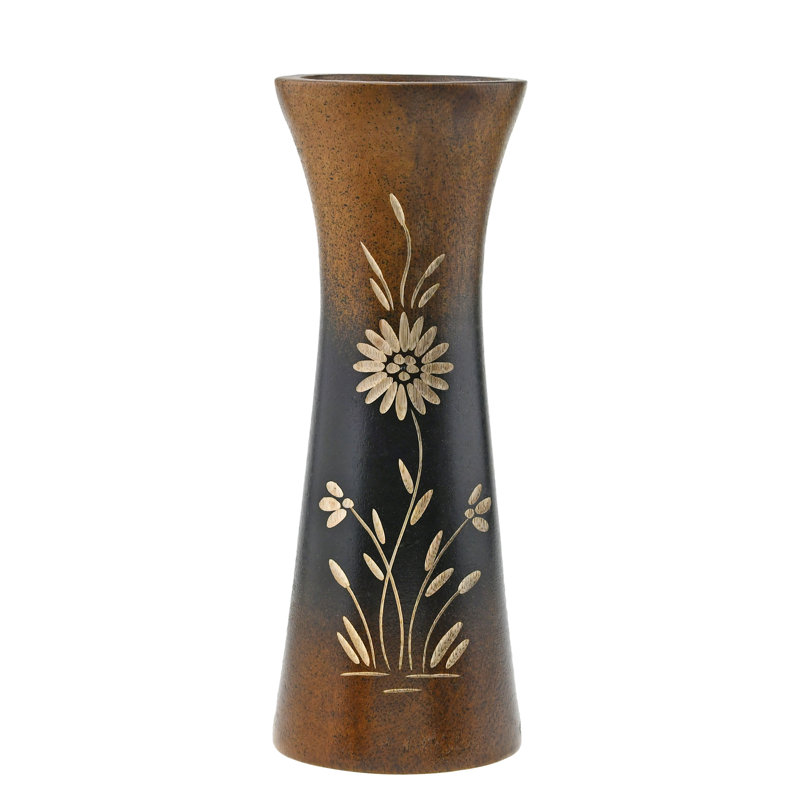 Vase à fleurs en bois de manguier riche et naturel