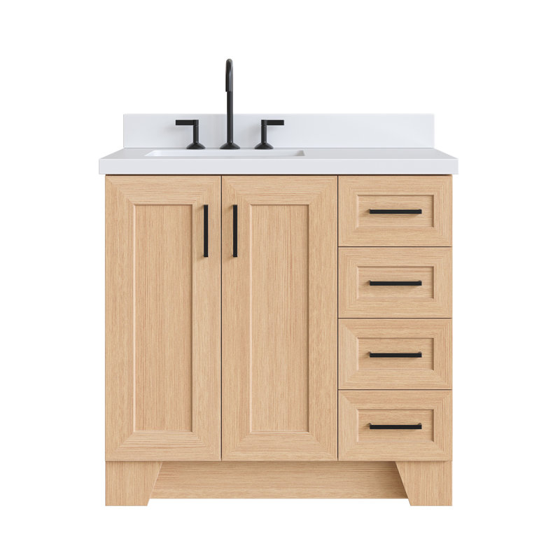 37 IN.  Single Bathroom Vanity, Left, Rectangular, Natural Oak