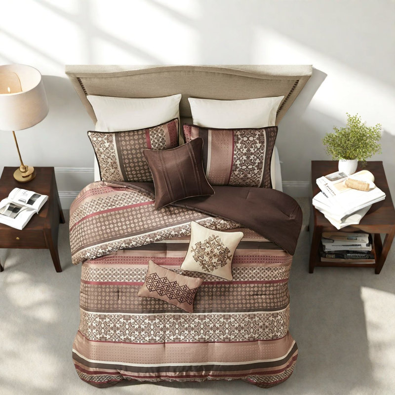 Ensemble de literie très grand californien, jacquard en polyester, style élégant pour la maison