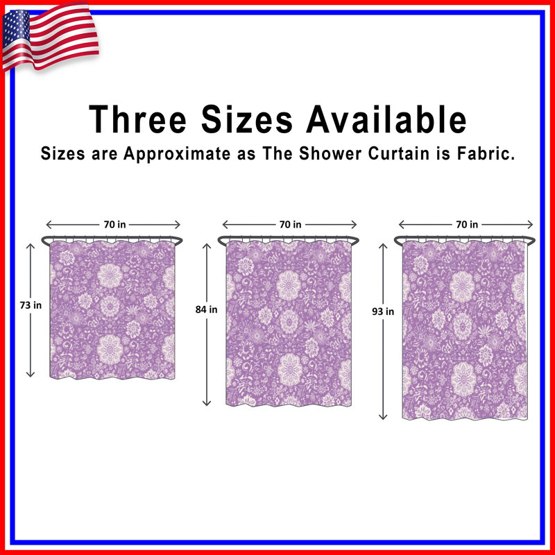 Rideaux de douche mauve à motif floral très longs, 70 po L x 72 po H