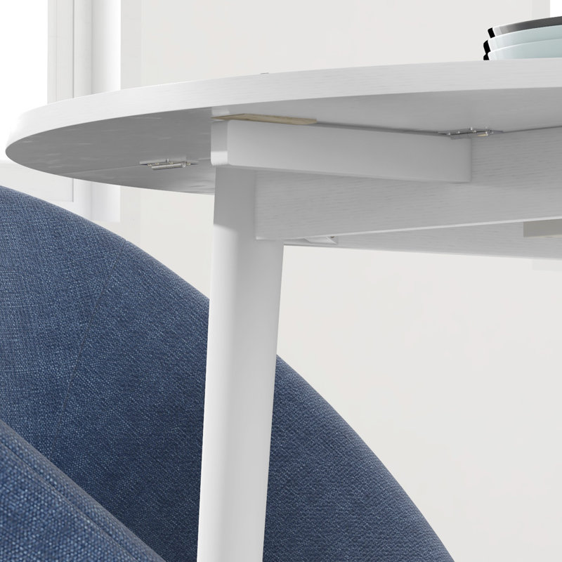 HOMCOM Folding Dining Table for 4 Round Drop Leaf Table, Modern, White
