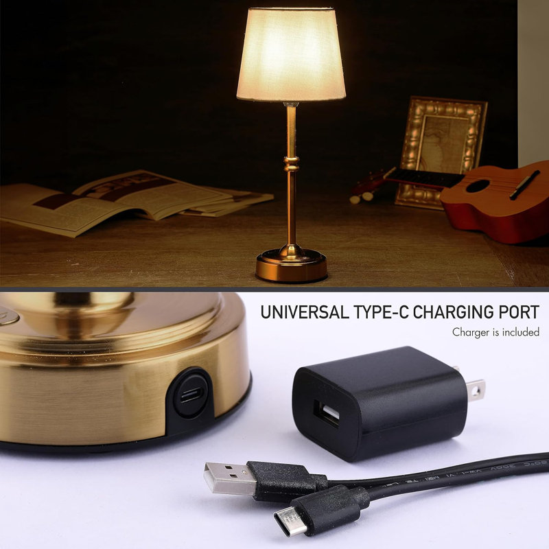 Demetrish Cordless LED Table Lamp with Dimmer, Built-in Rechargeable Battery, 3-Level Brightness, Patio Table Lamp, Bedside Night Lamp, Ambient Light for Restaurant