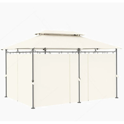 Spacious Double Roof Patio Gazebo,Outdoor Gazebo With Shelves And Netting,For Lawn, Backyard And Deck