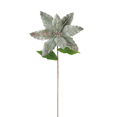 Kohnieu grande fleur de Noël artificielle avec tiges et feuilles