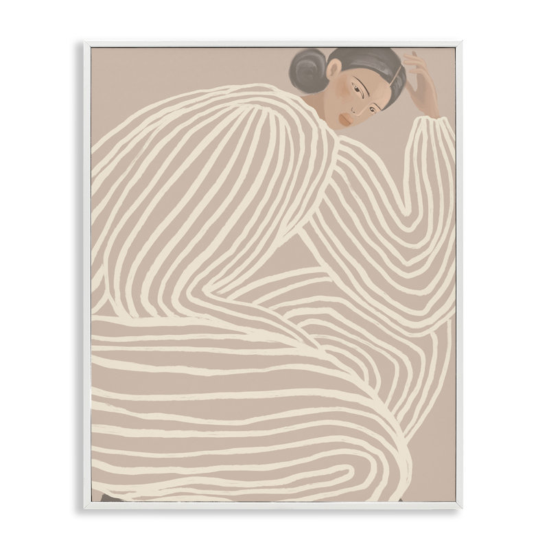 Giclée encadrée, "Minimalist Lady in Stripes", design par Anna Lischenko, H 20 po x l 16 po