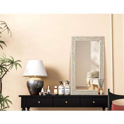 Dennard Rectangle Cornhusk Mirror in Linen White
