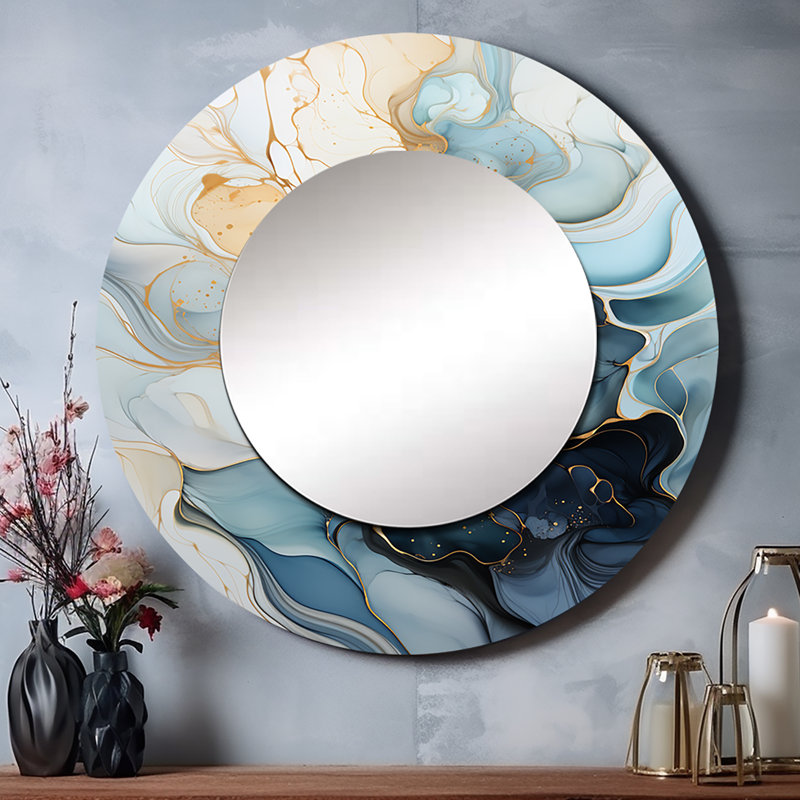 Scrope Minimalisme Serenity In Motion - miroir décoratif minimaliste, miroir mural rond moderne, impression d'art en métal