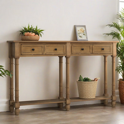 58.02" Console Table, Minimalist Entryway Table with 2 Drawers, Sofa Table with Bottom Shelf for Living Room, Hallway by Alcott Hill