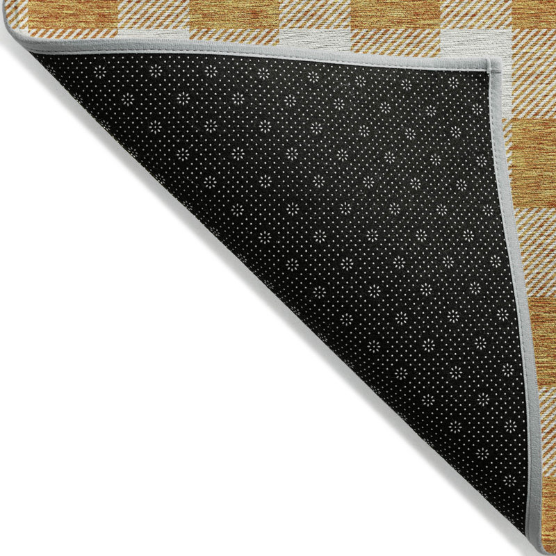 Tapis extérieur lavable à carreaux orange et beige 5 pi x 8 pi