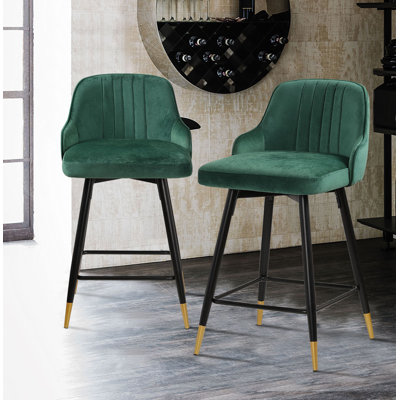 Swivel Velvet Upholstered Counter & Bar Stool