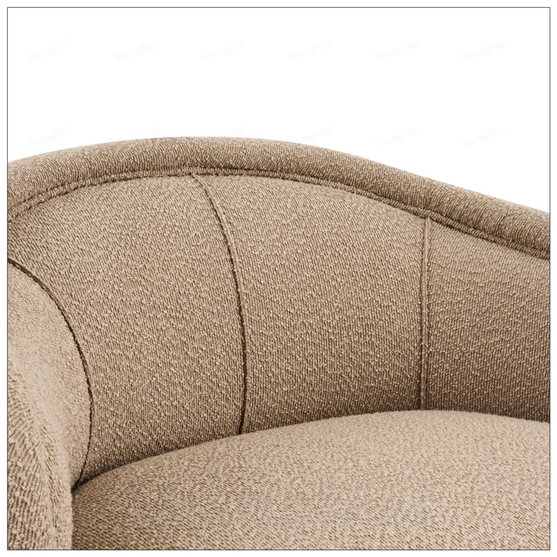 Chaise d'appoint courbée avec coussin moelleux intégré pour un confort ultime et un design moderne, Light Brown
