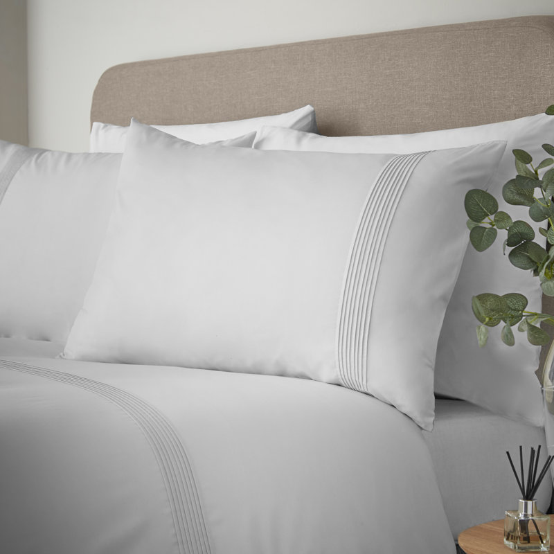 Pintuck Easy Iron Percale Duvet Cover Set, Double Bed (200 x 200 cm), White