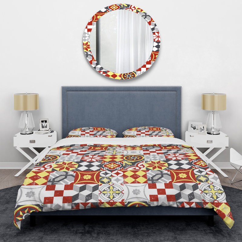 Ensemble de housse de couette à motifs argent et jaune Patchwork, Housse de couette pour très grand lit et 2 très