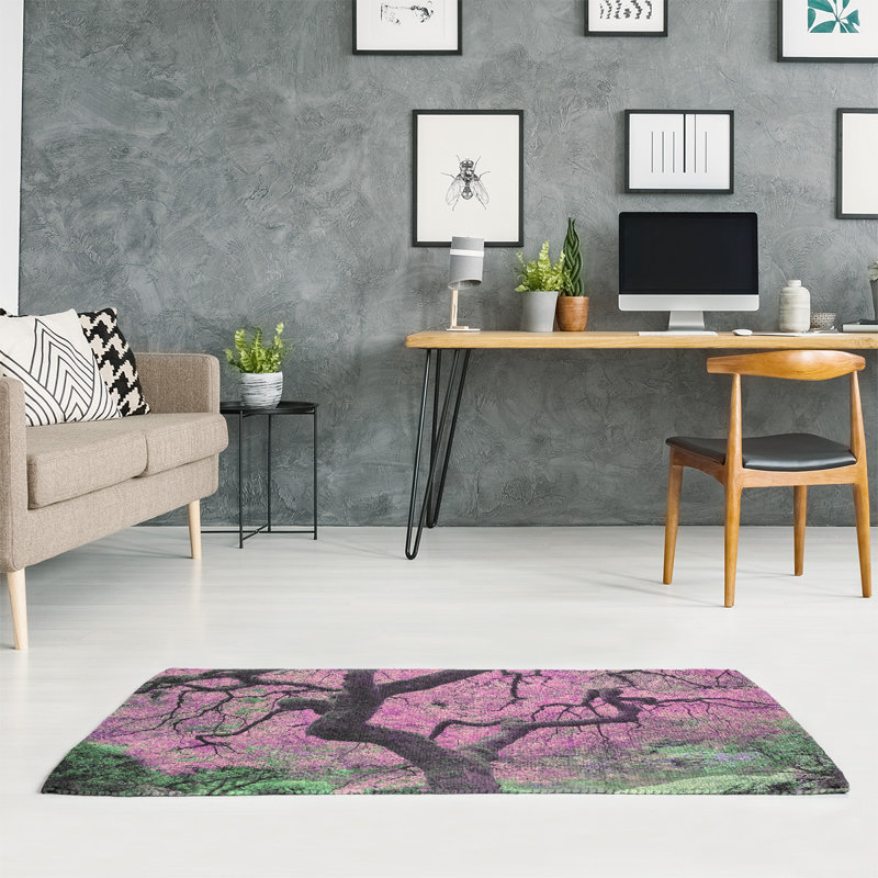 Tapis de sapin rose en chenille d’érable japonaise, Rectangle 2 pi x 3 pi