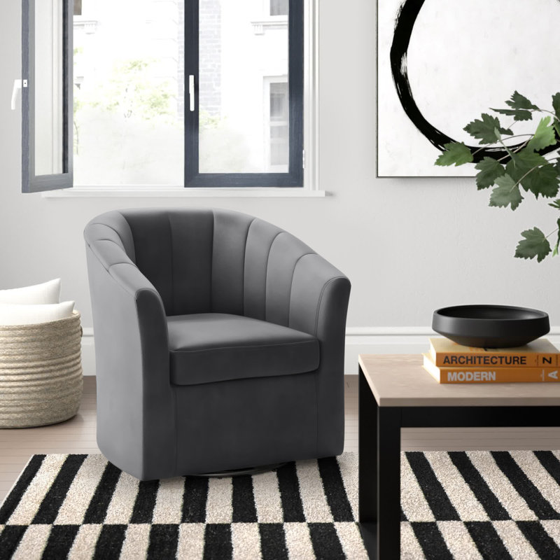 Modway Prospect Performance Velvet Swivel Armchair, Charcoal Velvet