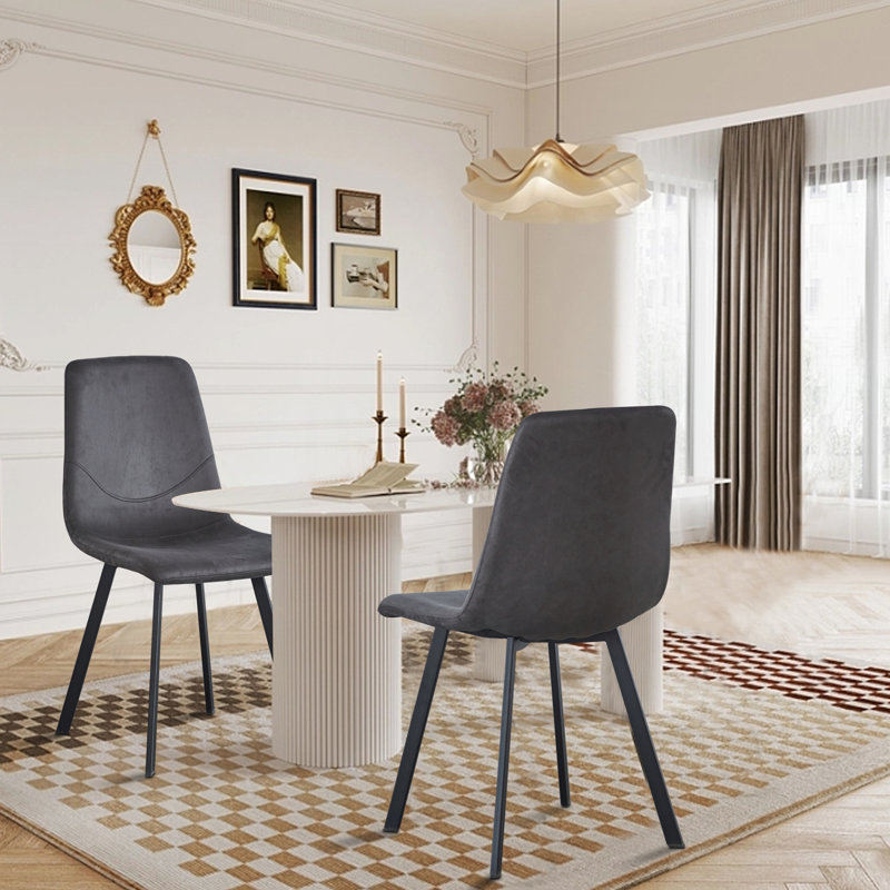 Ensemble de 2 chaises de salle à manger de style Mid-Century moderne en métal pour chaises de cuisine et de salle à manger