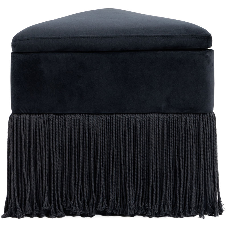 Keyia Velvet Ottoman / Stool, Black Velvet