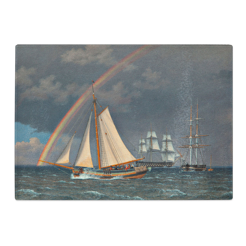 Rainbow at Sea by Christoffer Wilhelm Eckersberg Chopping Board, 0.4cm H x 20cm W x 28.5cm L