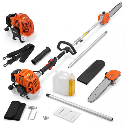 52CC Gas Powered Pole Saws, 2-Stroke Gas Pole Saws for Tree Trimming with 12in Cutting Bar, with Extendable Pole to Height Reachable 9.5 ft Chainsaw Tree Trimmer