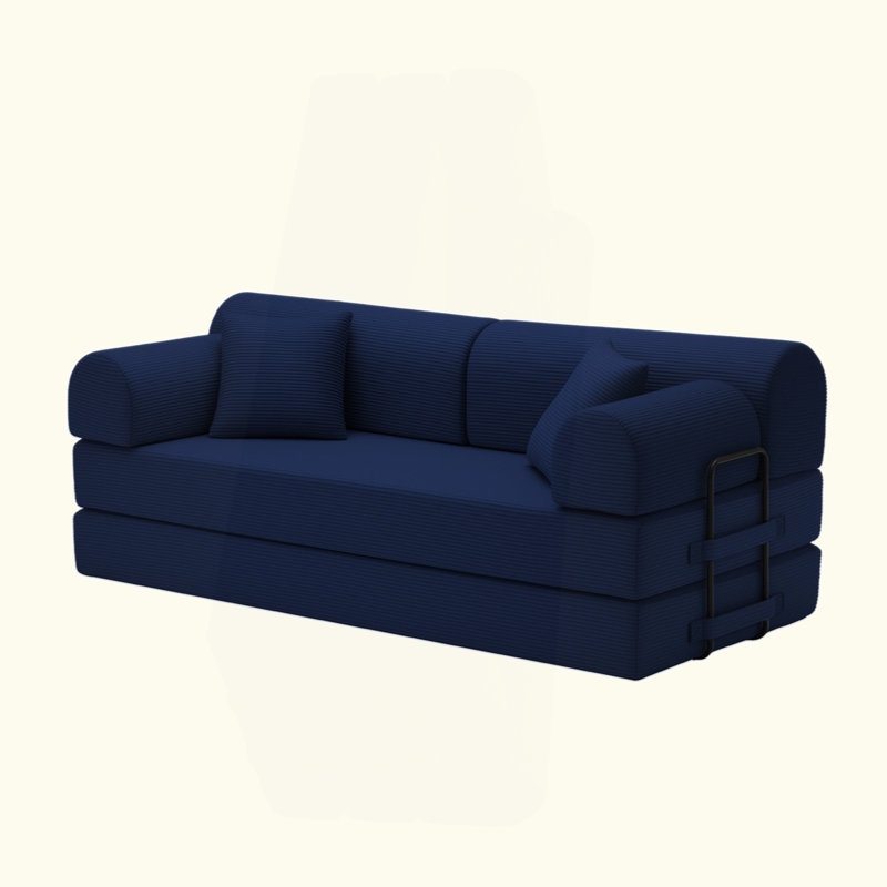 Convertible Sleeper Sofa Bed,Corduroy Folding Mattress Couch with Fixed-Shape Frame, Floor Sofa Lounge Couch for Living Room Bedroom