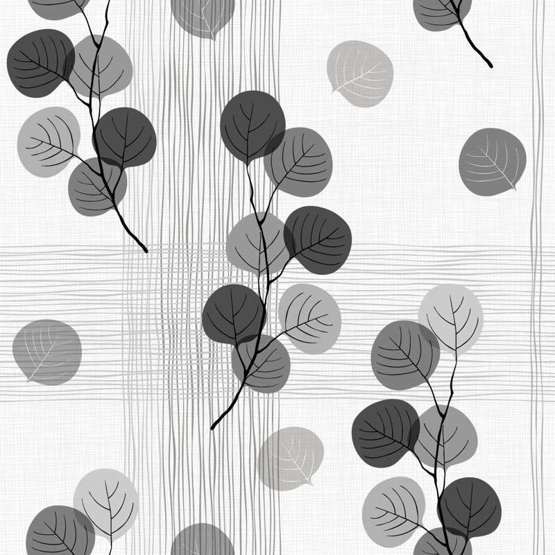 Grey Leaves Wallpaper Floral Tile