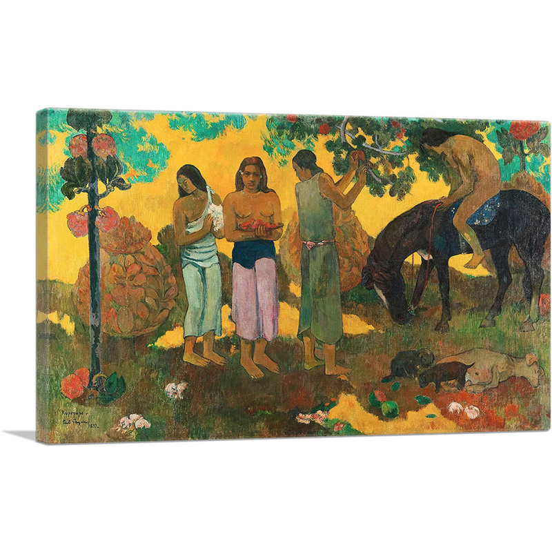«Gathering Fruit - Rupe Rupe 1899» par Paul Gauguin - reproduction d'art sur toile tendue, H 26 po x l 40 po x 1,5 po